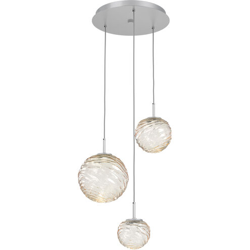Gaia LED 24 inch Classic Silver Multi-Pendant Ceiling Light in Amber, 2700K LED