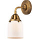 Nouveau 2 Small Bell LED 5 inch Brushed Brass Sconce Wall Light in Matte White Glass