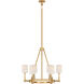 Thomas O'Brien Alpha 6 Light 30 inch Hand-Rubbed Antique Brass Chandelier Ceiling Light in Linen, Medium