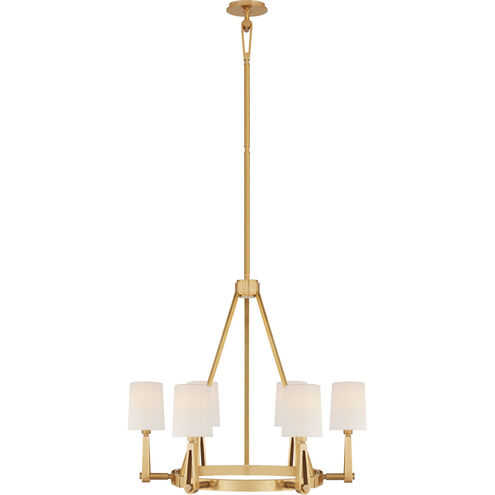 Thomas O'Brien Alpha 6 Light 30 inch Hand-Rubbed Antique Brass Chandelier Ceiling Light in Linen, Medium