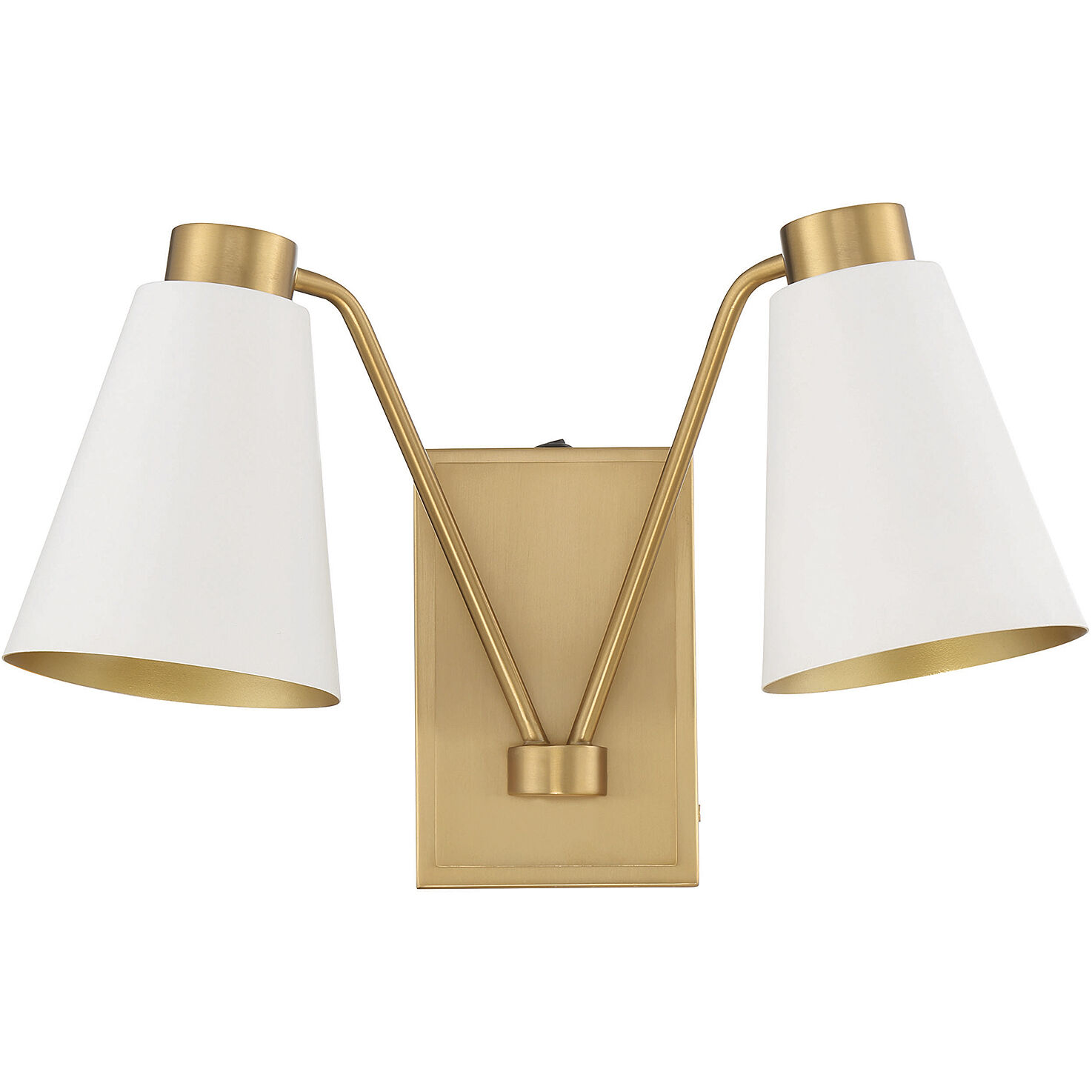 Modern 2 Light 17.5 inch White with Natural Brass Wall Sconce Wall Light