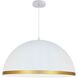 Ofelia LED 20 inch Matte White and Gold Pendant Ceiling Light, Dome