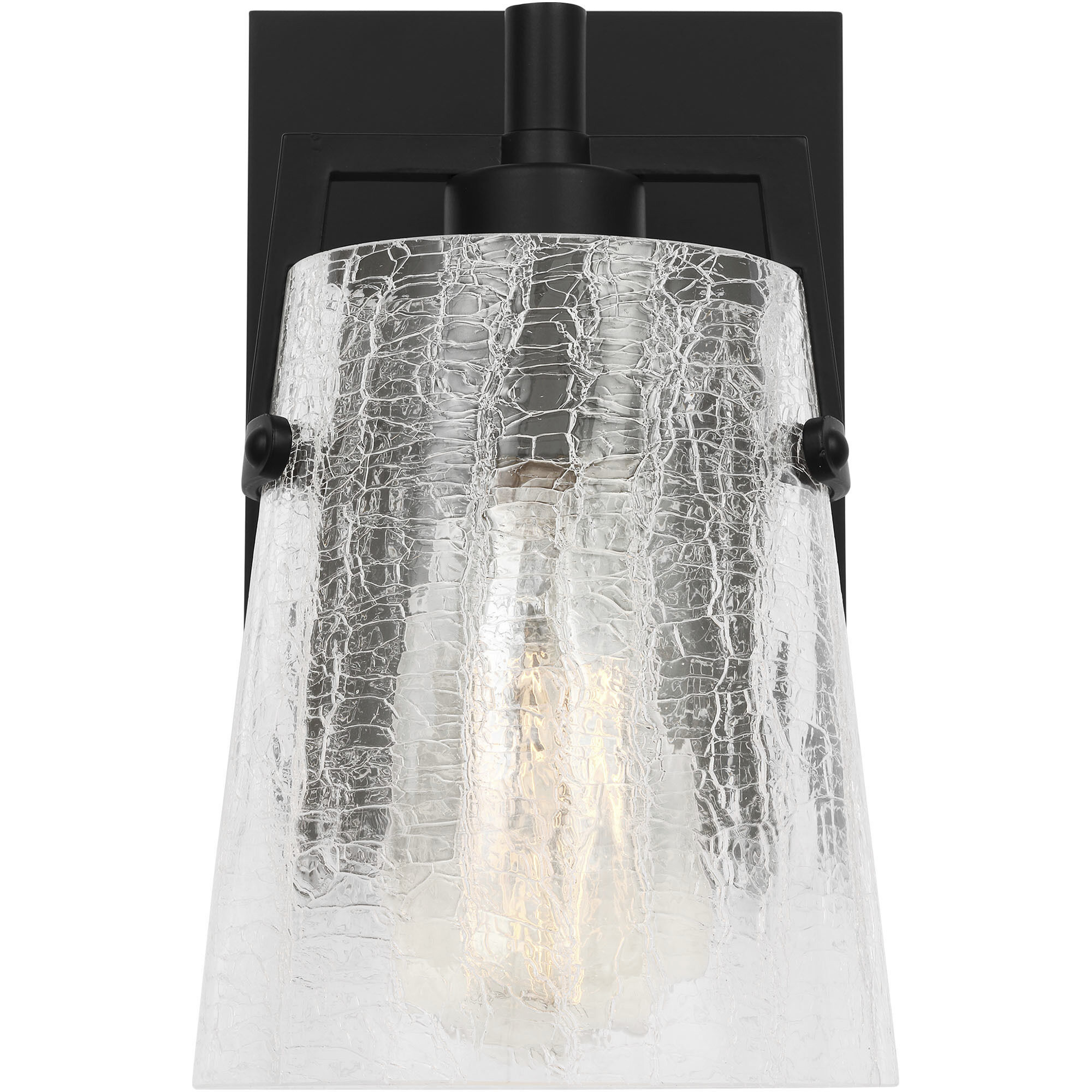 Drew & Jonathan Crofton 1 Light 5.25 inch Midnight Black Sconce Wall Light in Clear Crackle Glass, Small