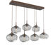 Nova LED LED Burnished Bronze Linear Pendant Ceiling Light in 3000K LED, Geo Inner - Smoke Outer, Multi-Pendant