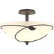 Forged Leaves 3 Light 16 inch Natural Iron Semi-Flush Ceiling Light in Opal, Large