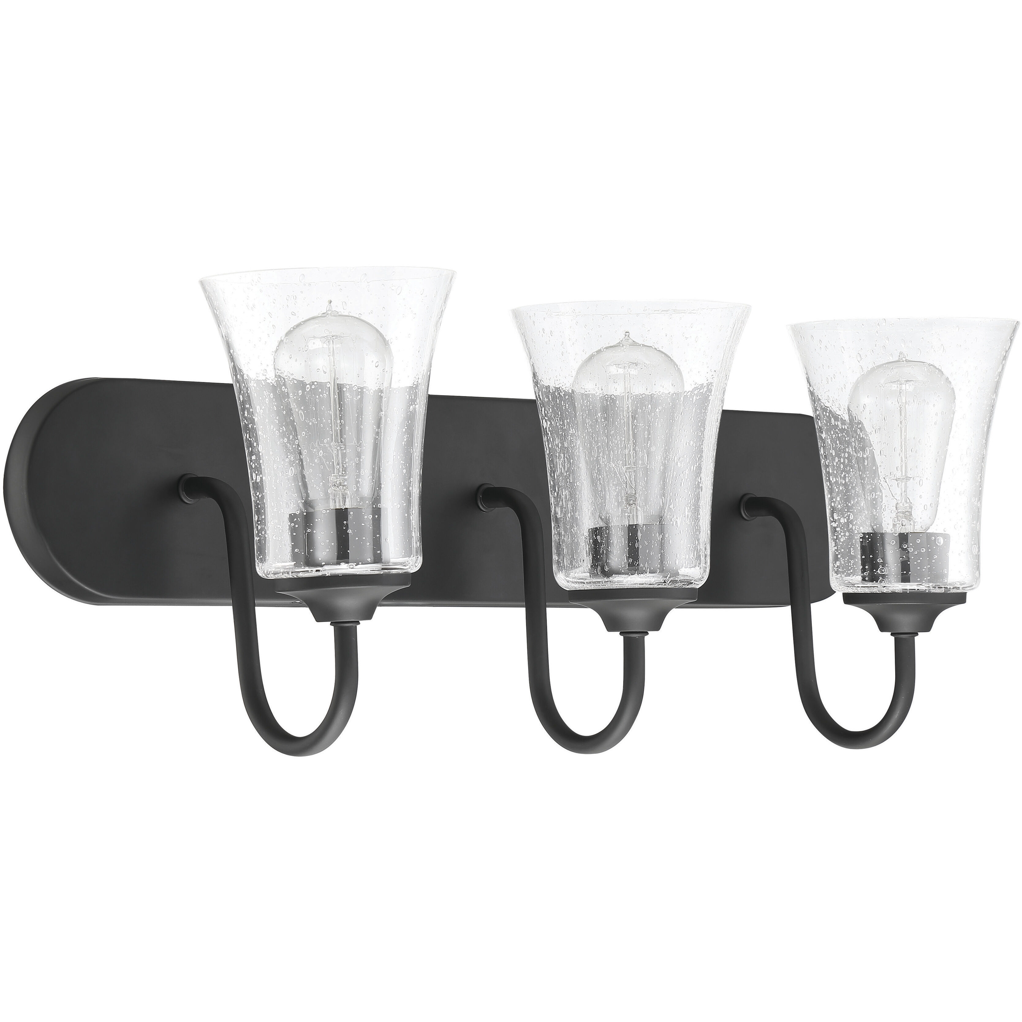 Neighborhood Gwyneth 3 Light 24 inch Flat Black Vanity Light Wall Light in Clear Seeded, Neighborhood Collection