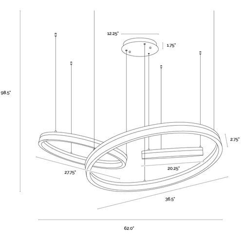 Saphira LED Brushed Gold / Bronze / Silver Chandelier Ceiling Light