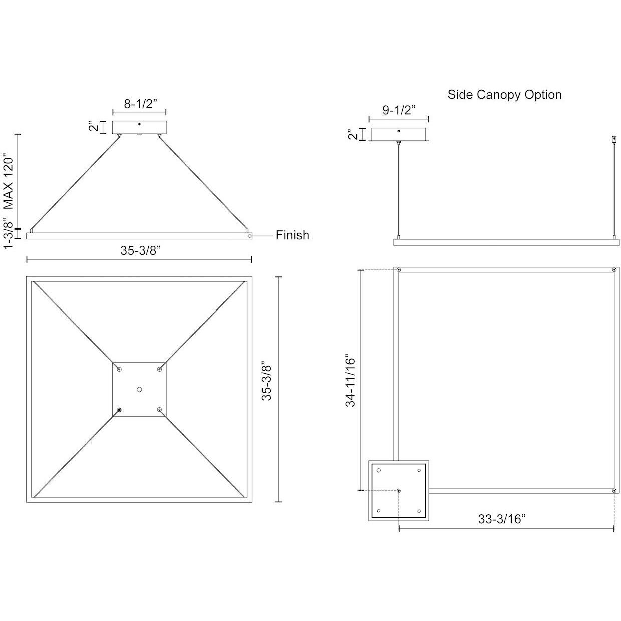 Piazza LED 35.38 inch Brushed Gold Pendant Ceiling Light
