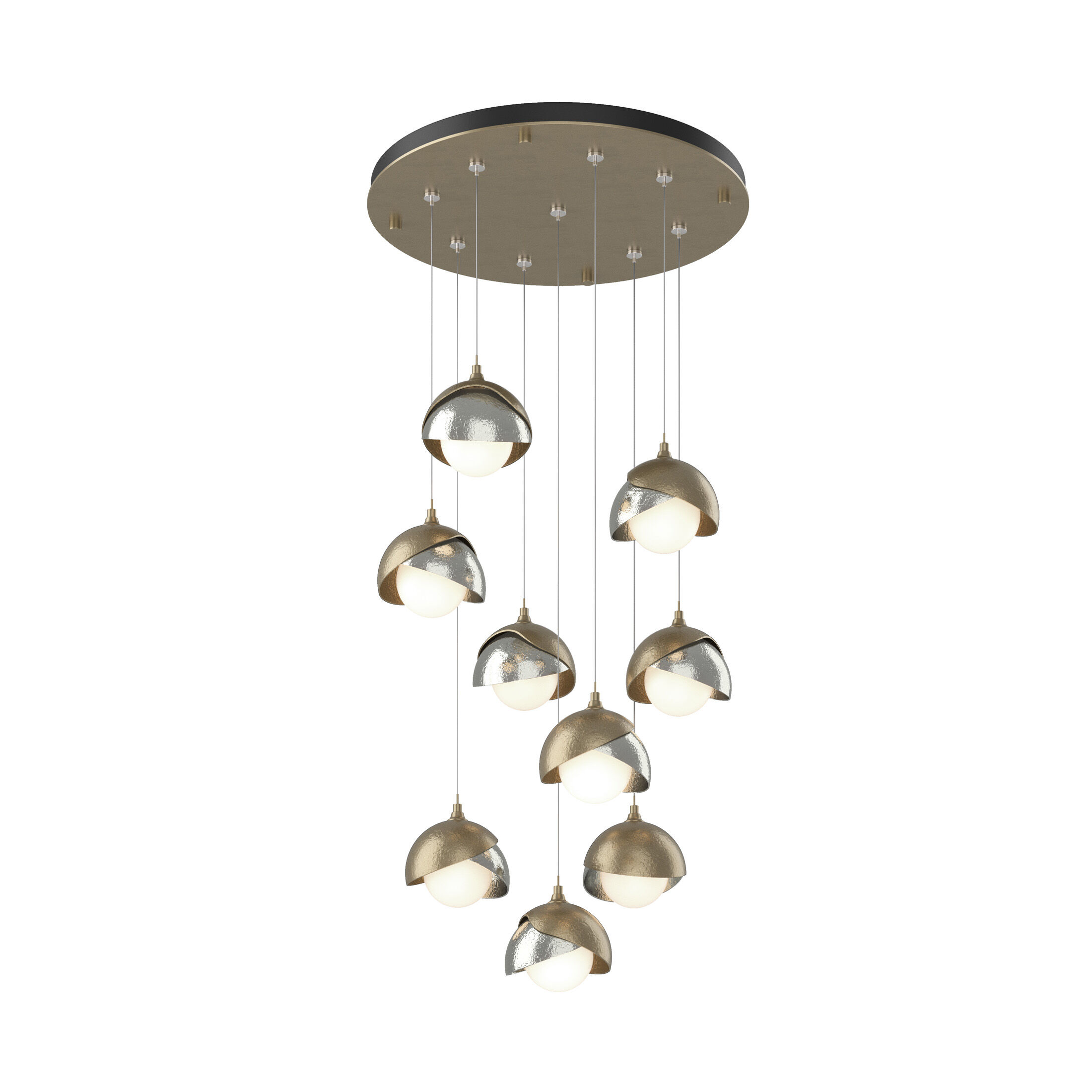 Brooklyn 9 Light 20.5 inch Soft Gold and Sterling Pendant Ceiling Light in Soft Gold/Sterling, Round