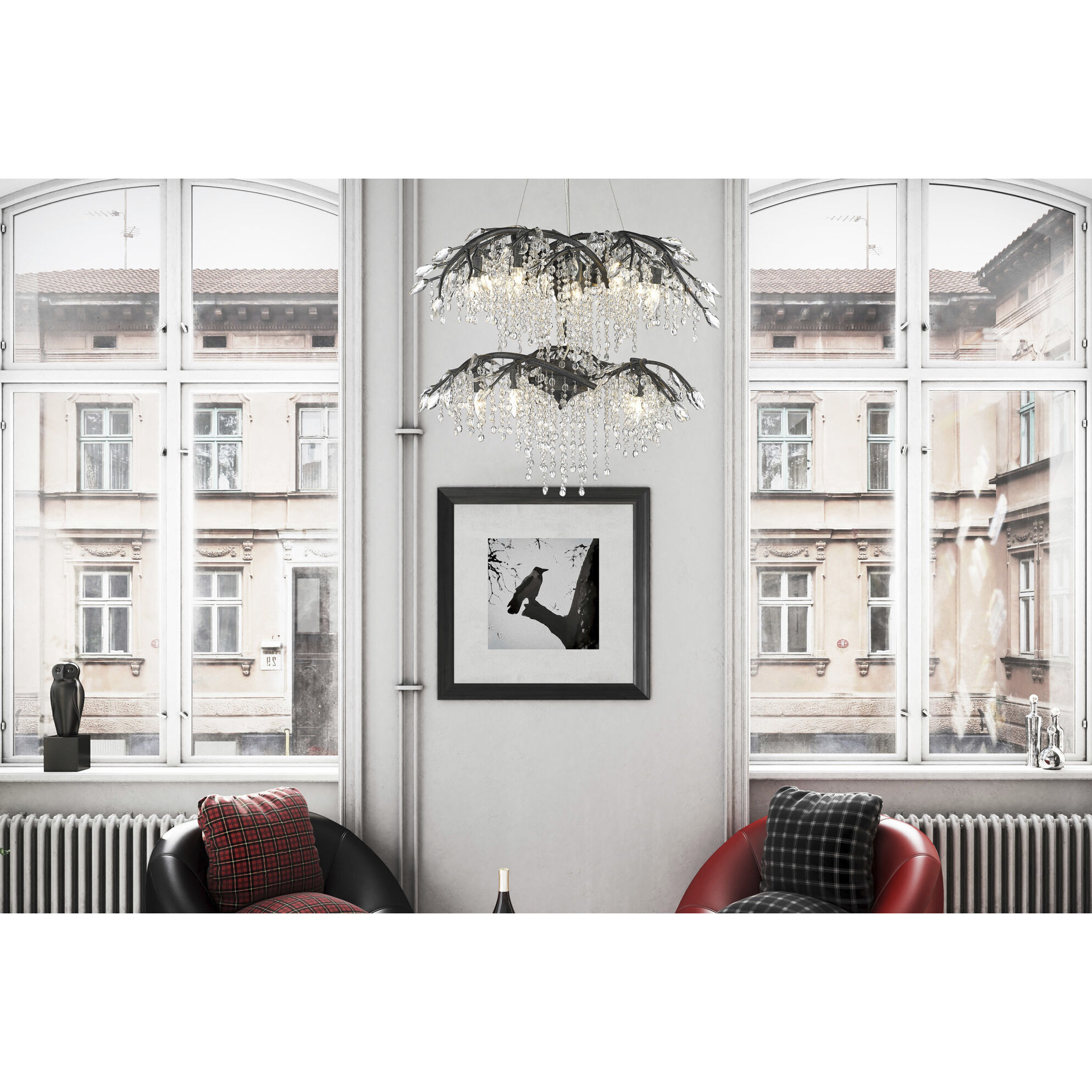 Autumn Twilight 18 Light 40 inch Black Iron Chandelier Ceiling Light, Large