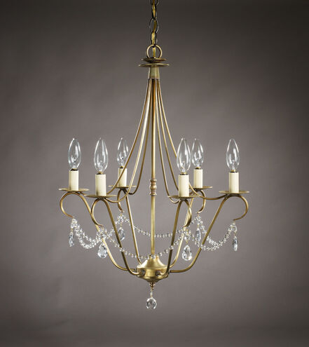 Hunter 6 Light 18.5 inch Dark Antique Brass Chandelier Ceiling Light in With Crystal