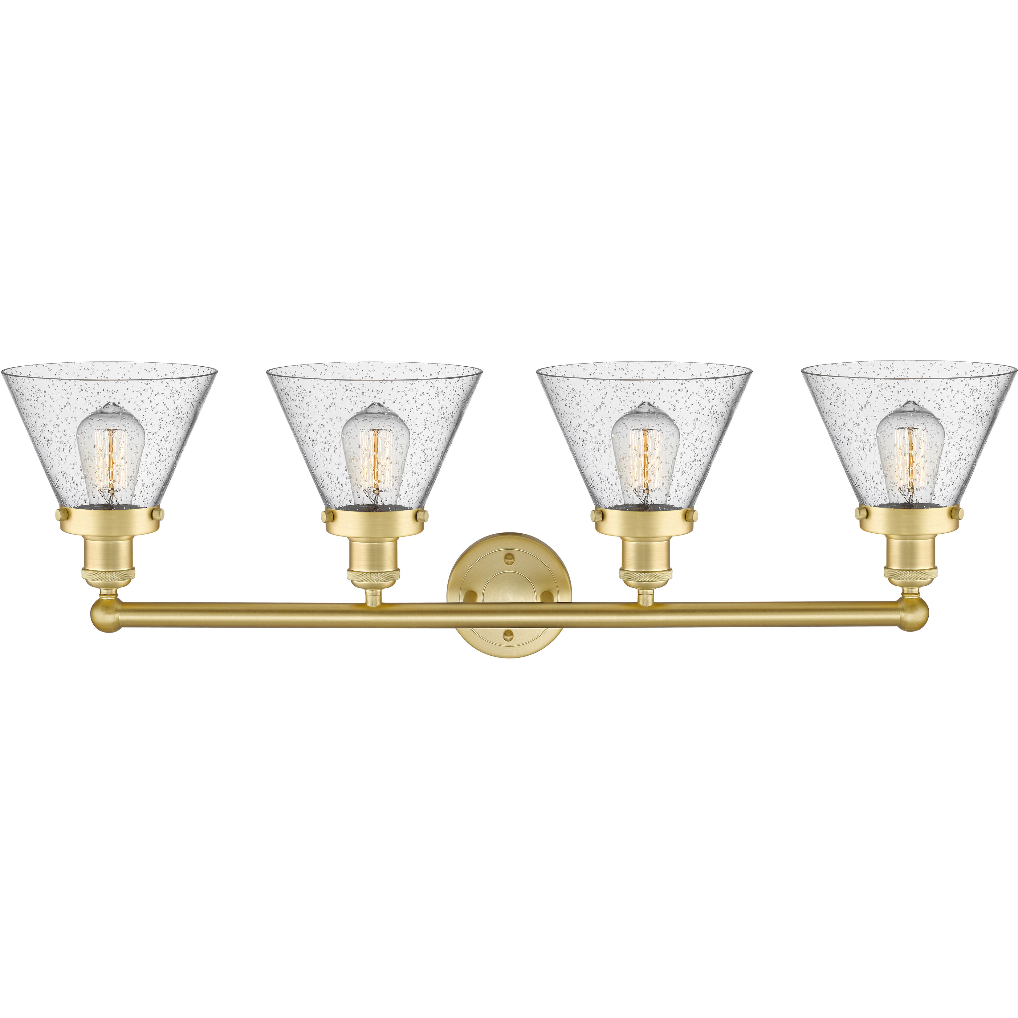 Cone 4 Light 33.5 inch Satin Gold Bath Vanity Light Wall Light in Seedy