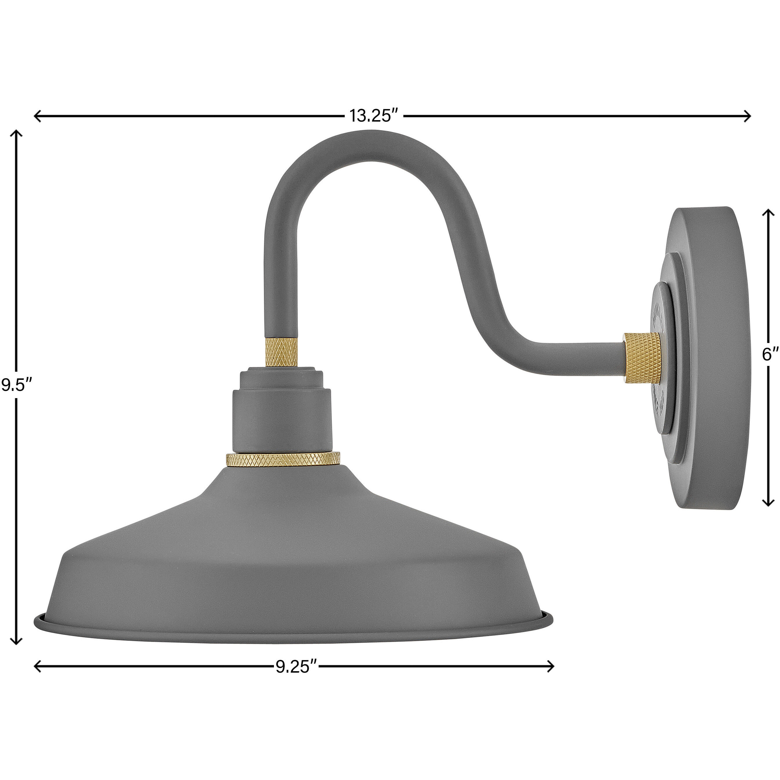 Foundry Classic Outdoor Barn Light in Dark Matte Grey, Gooseneck