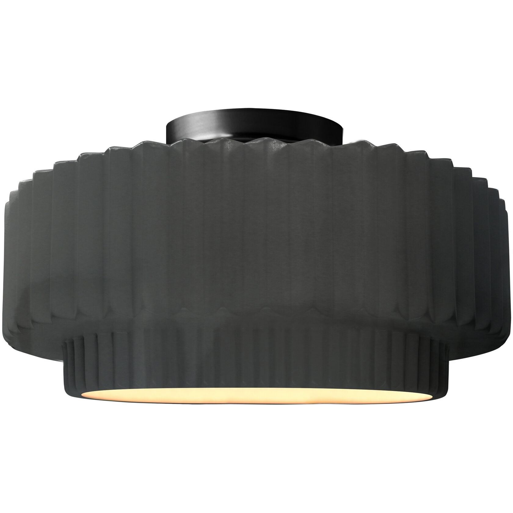 Radiance Collection - Pleated Tier LED 12 inch Gloss Grey Semi-Flush Ceiling Light, Form+Finish+Function