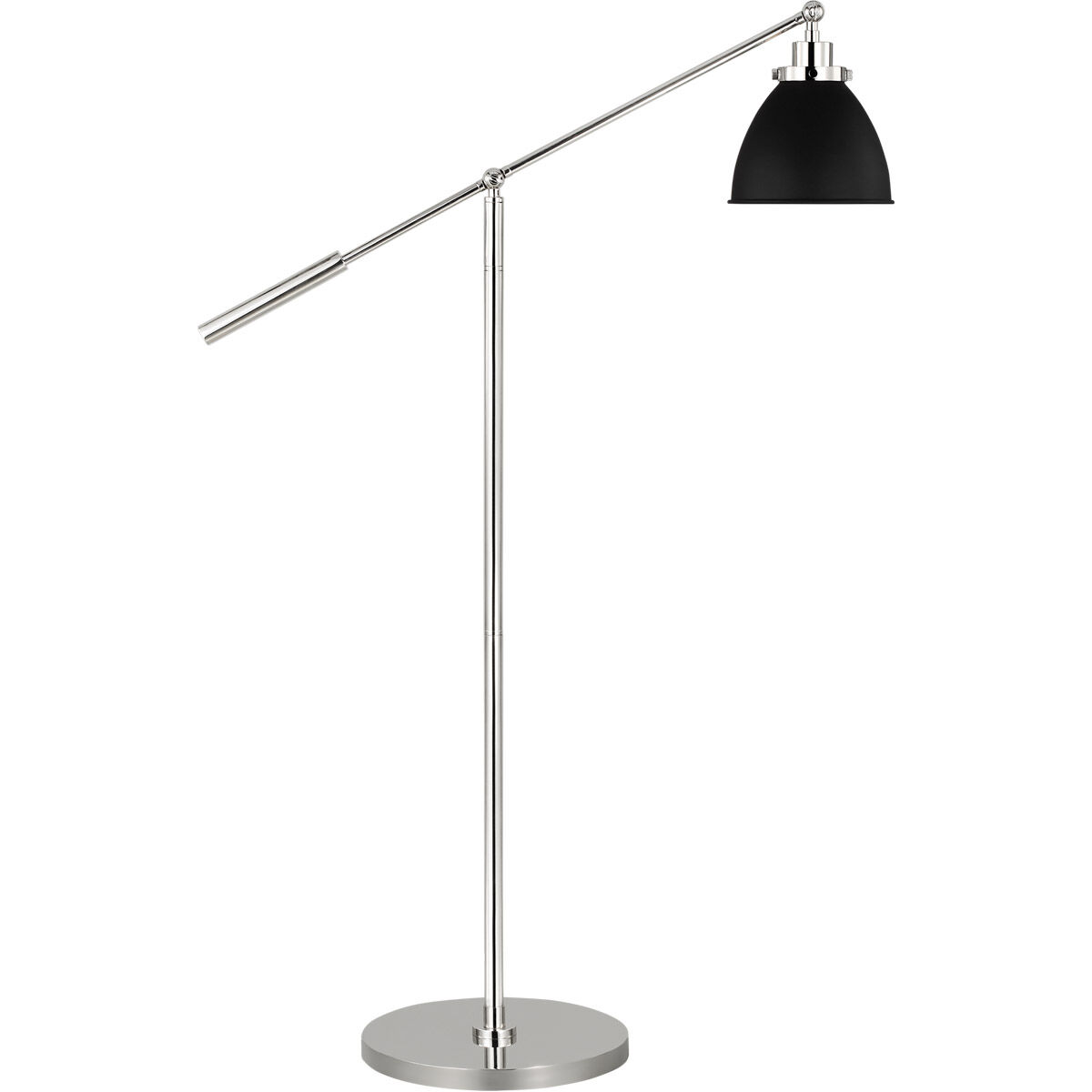 C&M by Chapman & Myers Wellfleet 46 inch 9 watt Midnight Black and Polished Nickel Floor Lamp Portable Light in Midnight Black / Polished Nickel