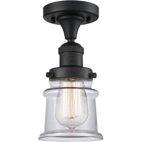 Franklin Restoration Small Canton LED 6 inch Matte Black Semi-Flush Mount Ceiling Light in Clear Glass, Franklin Restoration