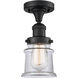 Franklin Restoration Small Canton LED 6 inch Matte Black Semi-Flush Mount Ceiling Light in Clear Glass, Franklin Restoration