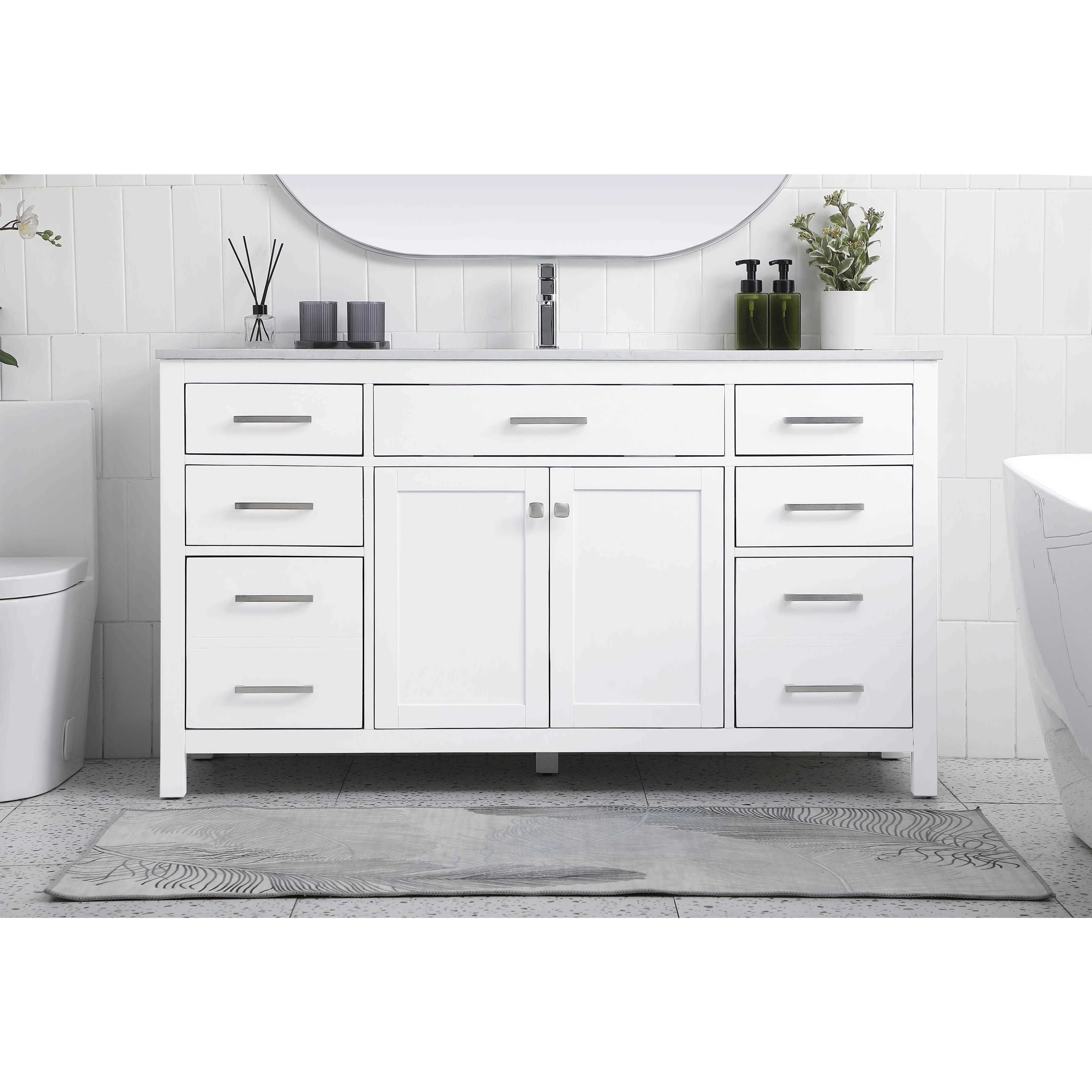 Lewis 60 X 22 X 34 inch White Vanity Sink Set