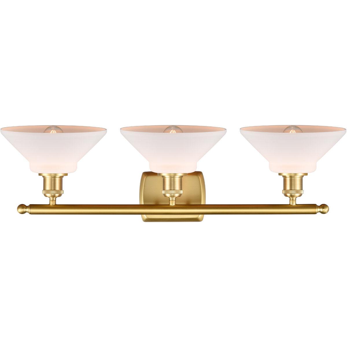 Ballston Orwell LED 26 inch Satin Gold Bath Vanity Light Wall Light in Matte White Glass, Ballston
