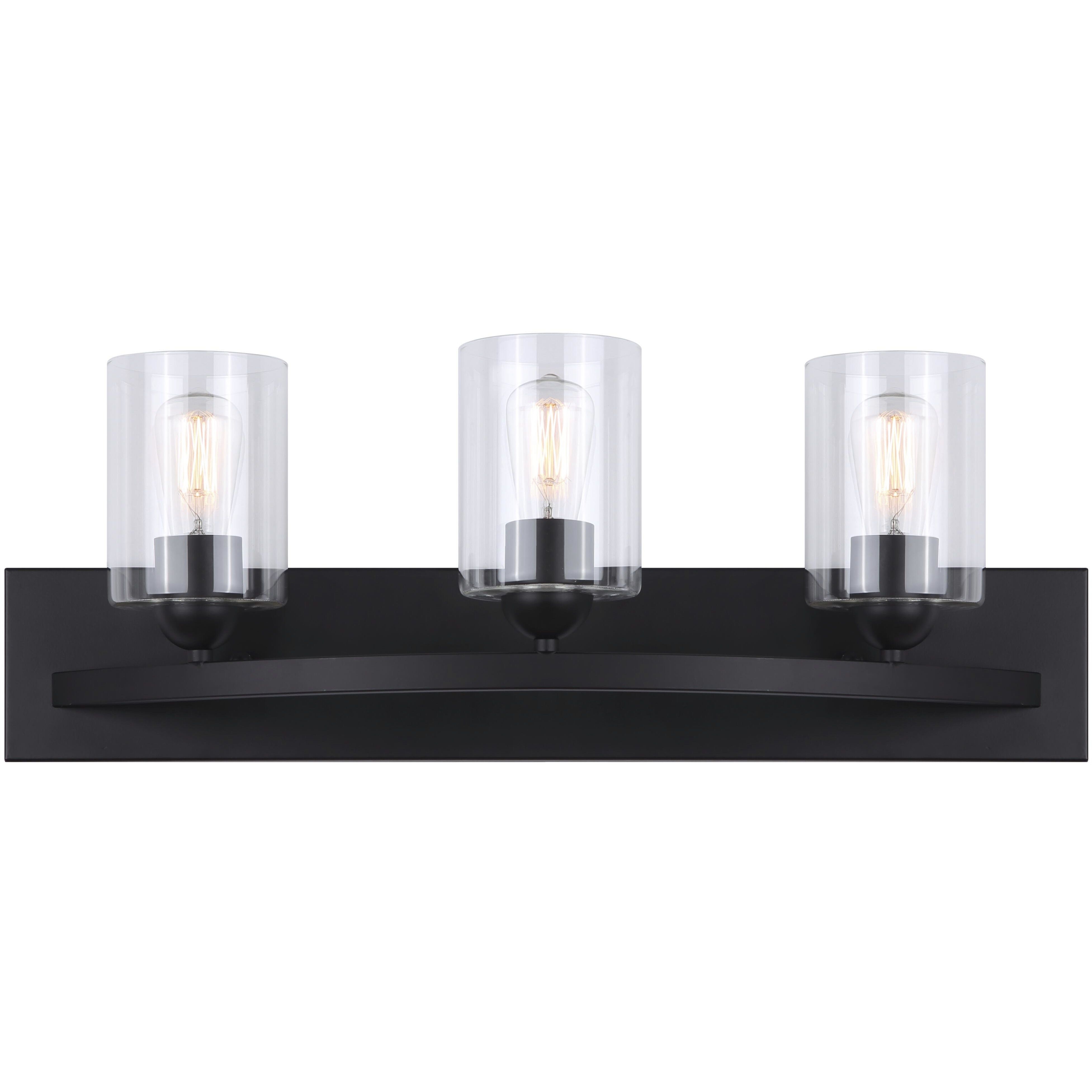 Hampton 3 Light 24 inch Matte Black Vanity Light Wall Light