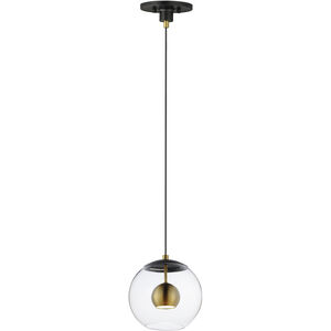 Nucleus LED 9 inch Black and Natural Aged Brass Single Pendant Ceiling Light