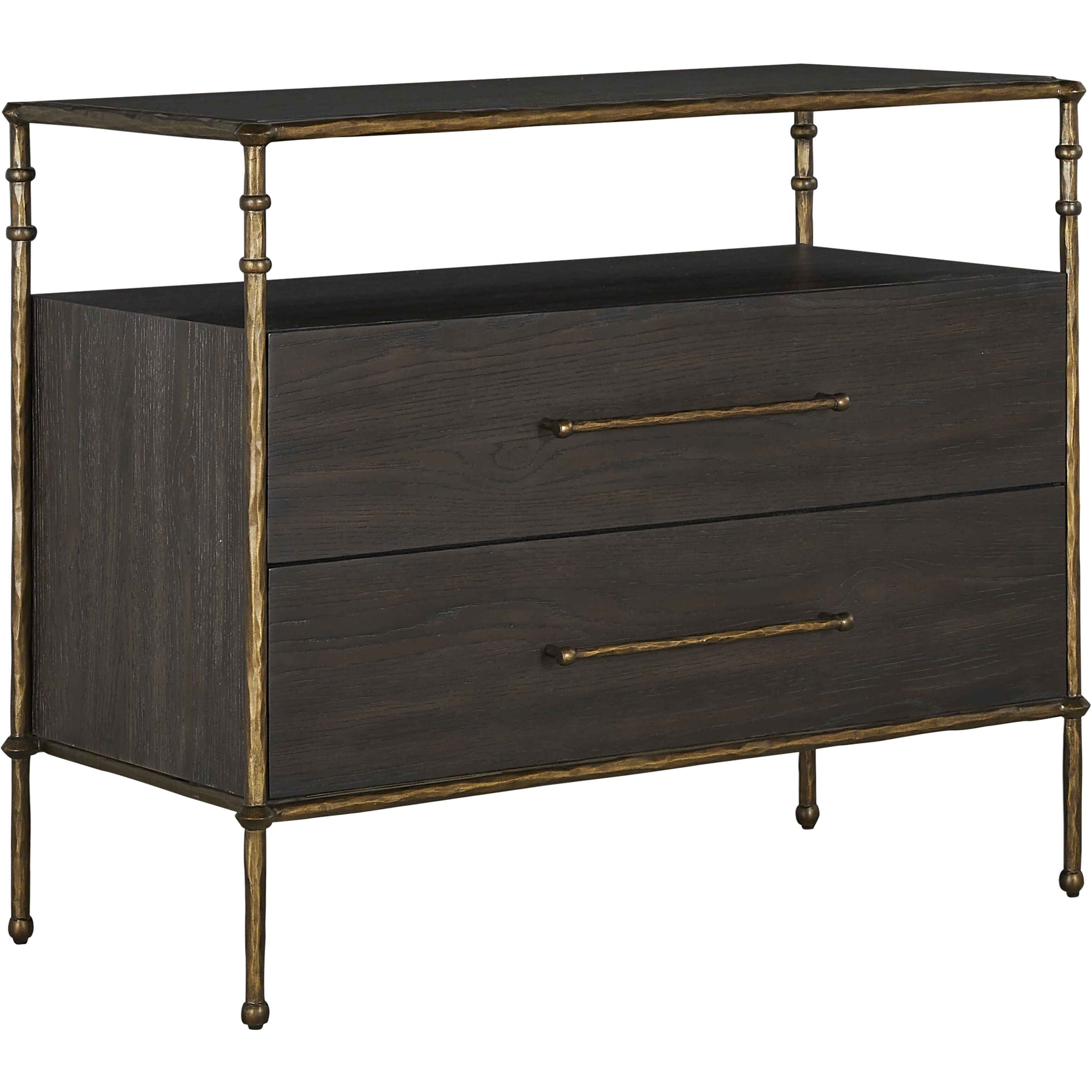 Reese 38.5 X 32.5 inch Cerused Forest Black and Dark Antique Brass Nightstand