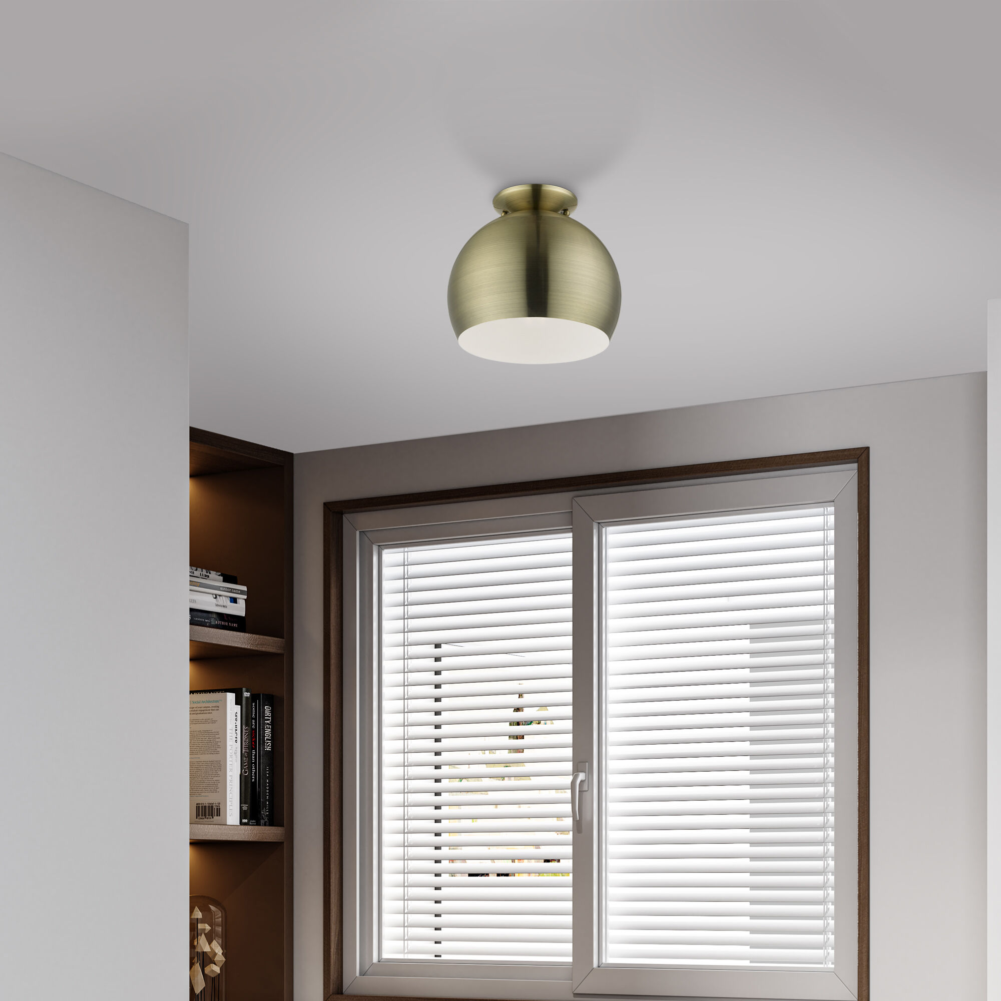 Piedmont 1 Light 10 inch Antique Brass Flush Mount Ceiling Light