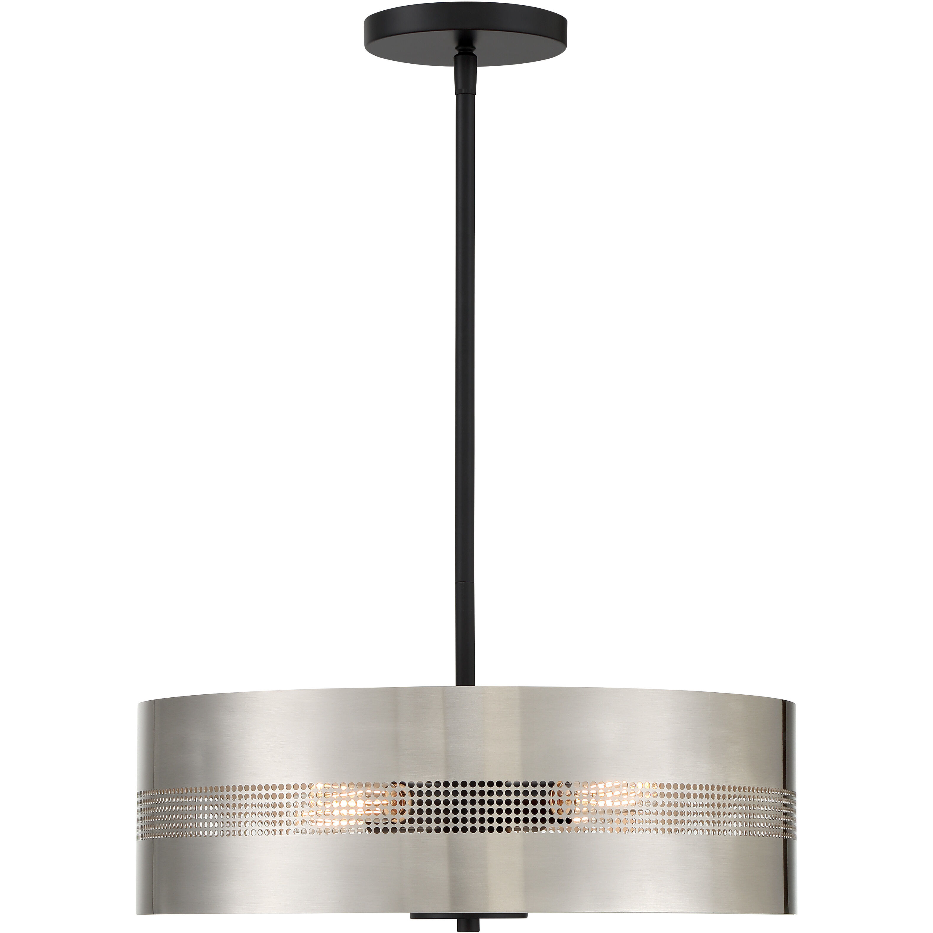 Grid 3 4 Light 16 inch Coal With Brushed Nickel Pendant / Semi Flush Ceiling Light