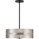 Grid 3 4 Light 16 inch Coal With Brushed Nickel Pendant / Semi Flush Ceiling Light