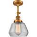 Franklin Restoration Fulton 1 Light 7 inch Brushed Brass Semi-Flush Mount Ceiling Light in Clear Glass, Franklin Restoration