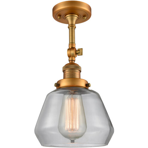 Franklin Restoration Fulton 1 Light 7 inch Brushed Brass Semi-Flush Mount Ceiling Light in Clear Glass, Franklin Restoration