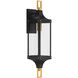 Glendale 1 Light 28 inch Matte Black with Burnished Brass Outdoor Wall Lantern