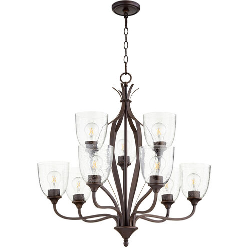 Jardin 9 Light 30 inch Oiled Bronze Chandelier Ceiling Light in Clear Seeded