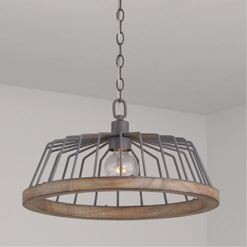Chandler 1 Light 18 inch Grey Wash and Iron Pendant Ceiling Light