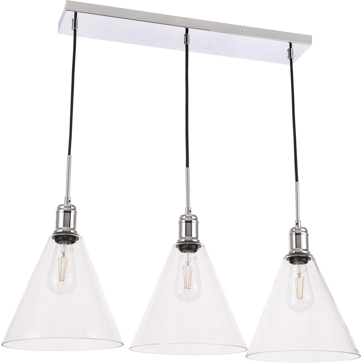 Hugh 3 Light 36 inch Chrome Pendant Ceiling Light