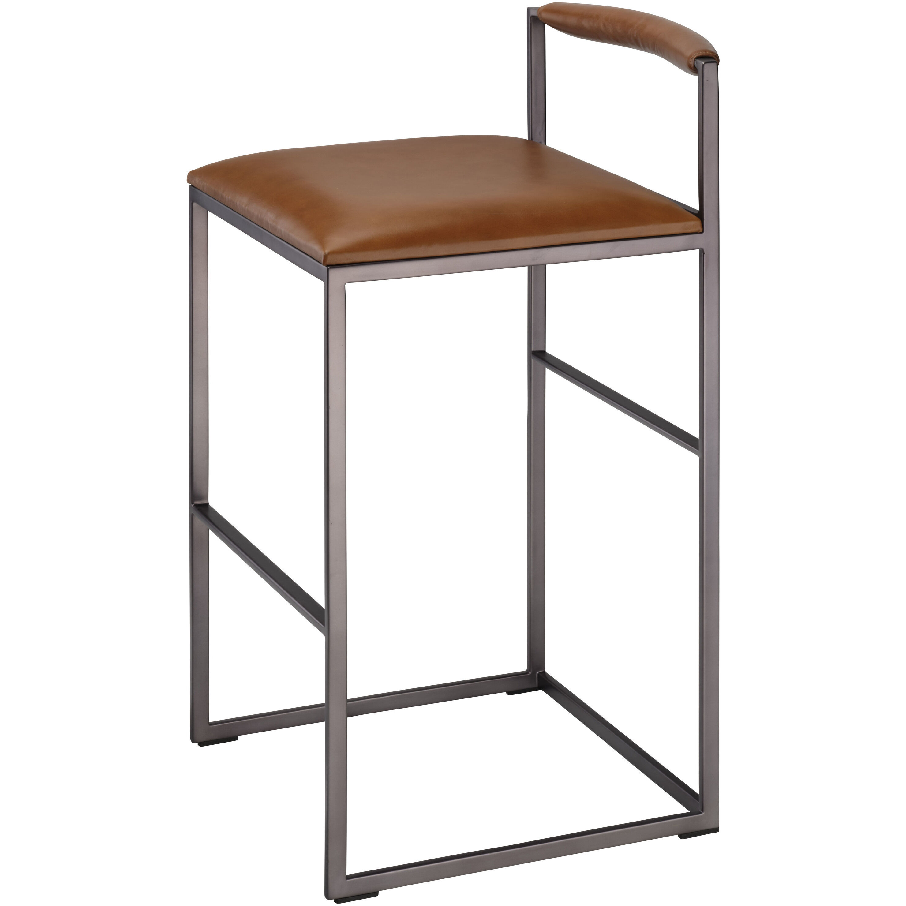 Bradbury 36 inch Saddle Leather and Black Bar Stool, Inline