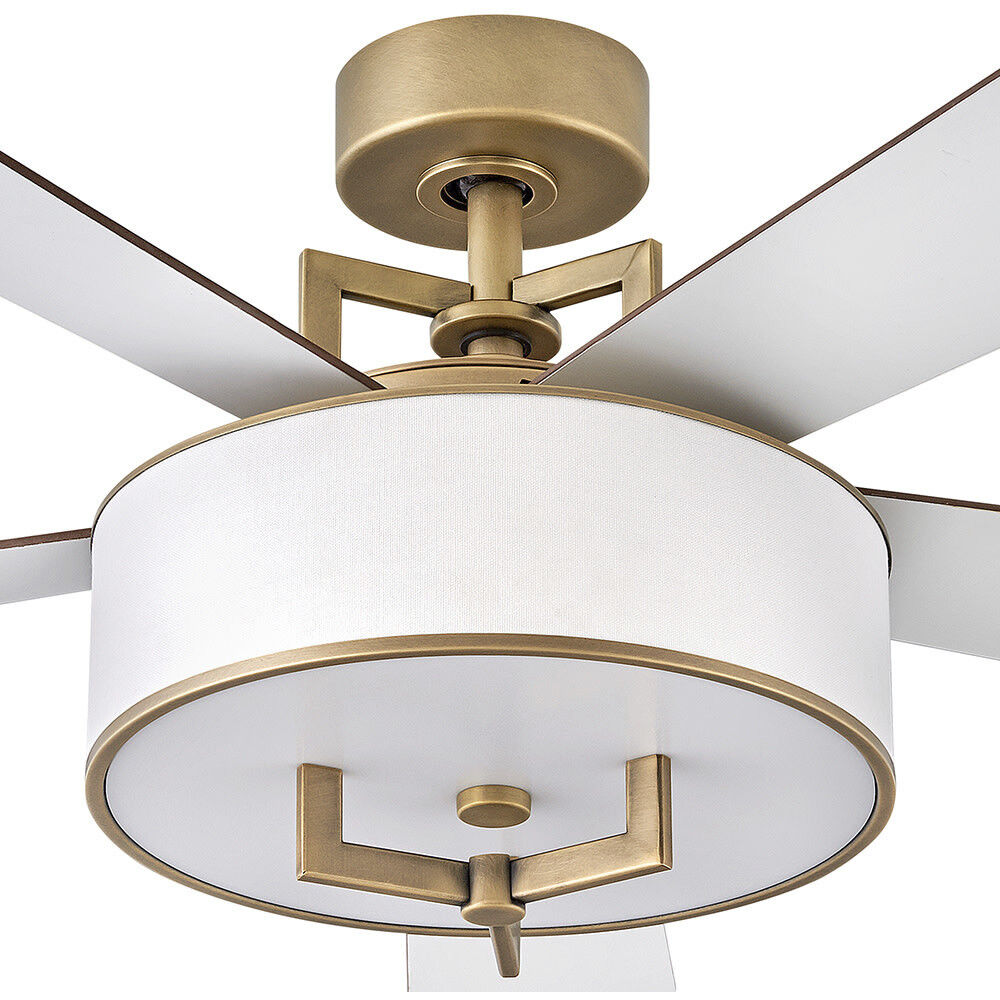 Hampton 56 inch Heritage Brass with Matte White, Birch Blades Fan