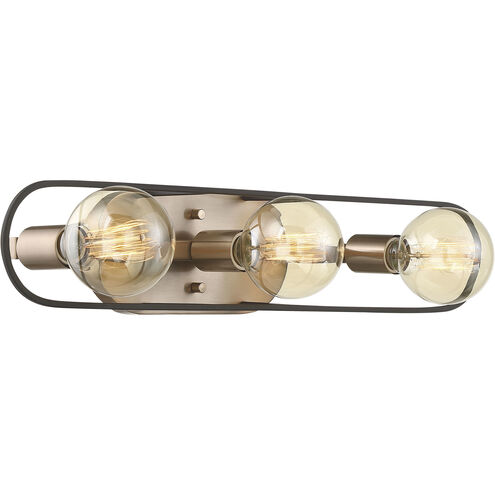 Chassis 3 Light 24 inch Copper Brushed Brass and Matte Black Vanity Light Wall Light