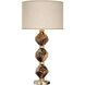 SoBe 31 inch 100.00 watt Gold Table Lamp Portable Light in Black Studio Glass, Beige Fabric