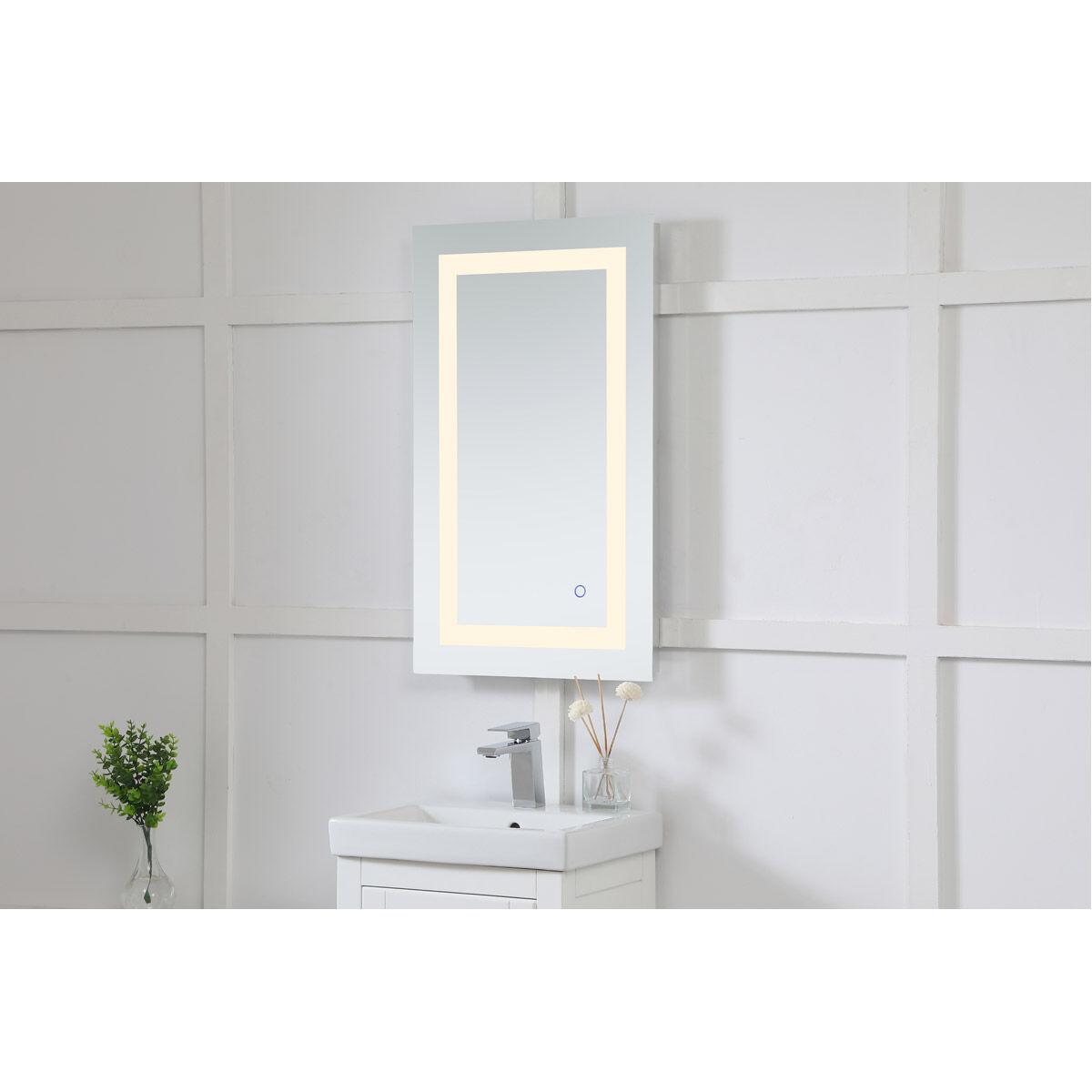 Helios 30 X 18 inch Silver Lighted Wall Mirror