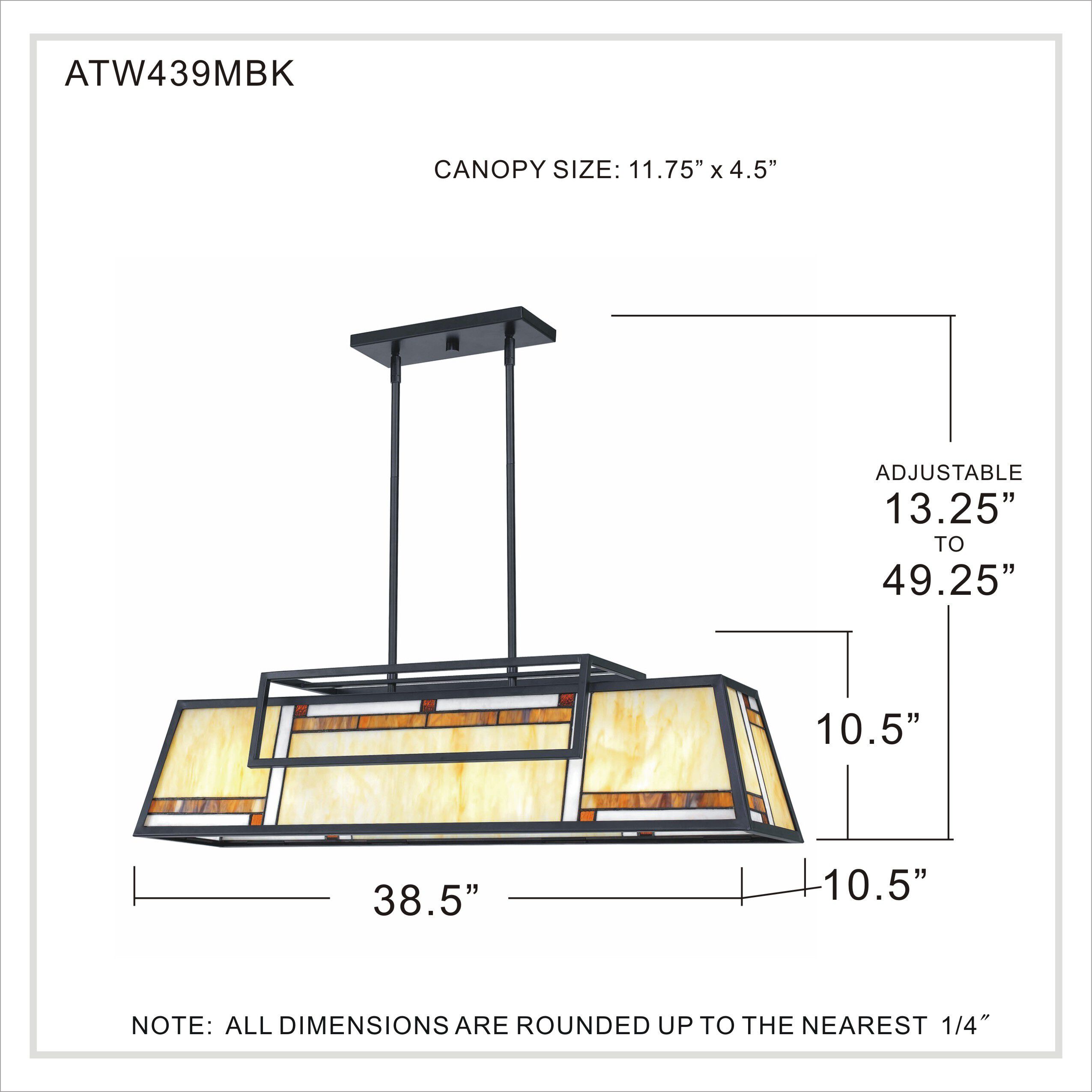 Atwater 4 Light 39 inch Matte Black Island Light Ceiling Light