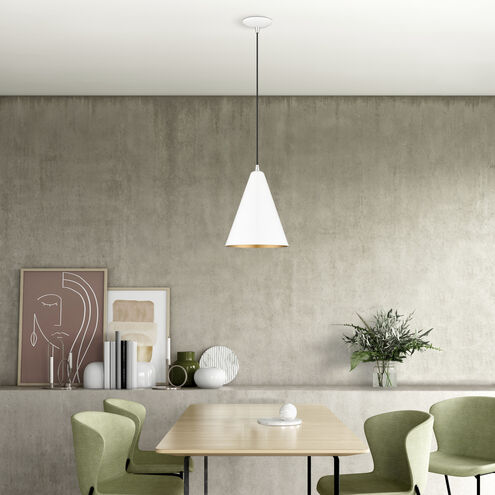Dulce 1 Light 10 inch Shiny White with Polished Chrome Accents Pendant Ceiling Light