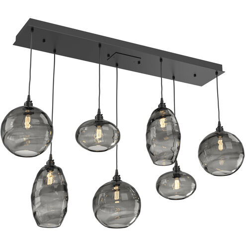 Misto 7 Light 48.4 inch Matte Black Linear Pendant Ceiling Light in Misto Smoke, Multi-Port