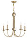 Estate 5 Light 25 inch Antique Brass Chandelier Ceiling Light