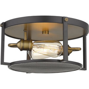 Halcyon 2 Light 14.25 inch Bronze and Heritage Brass Flush Mount Ceiling Light
