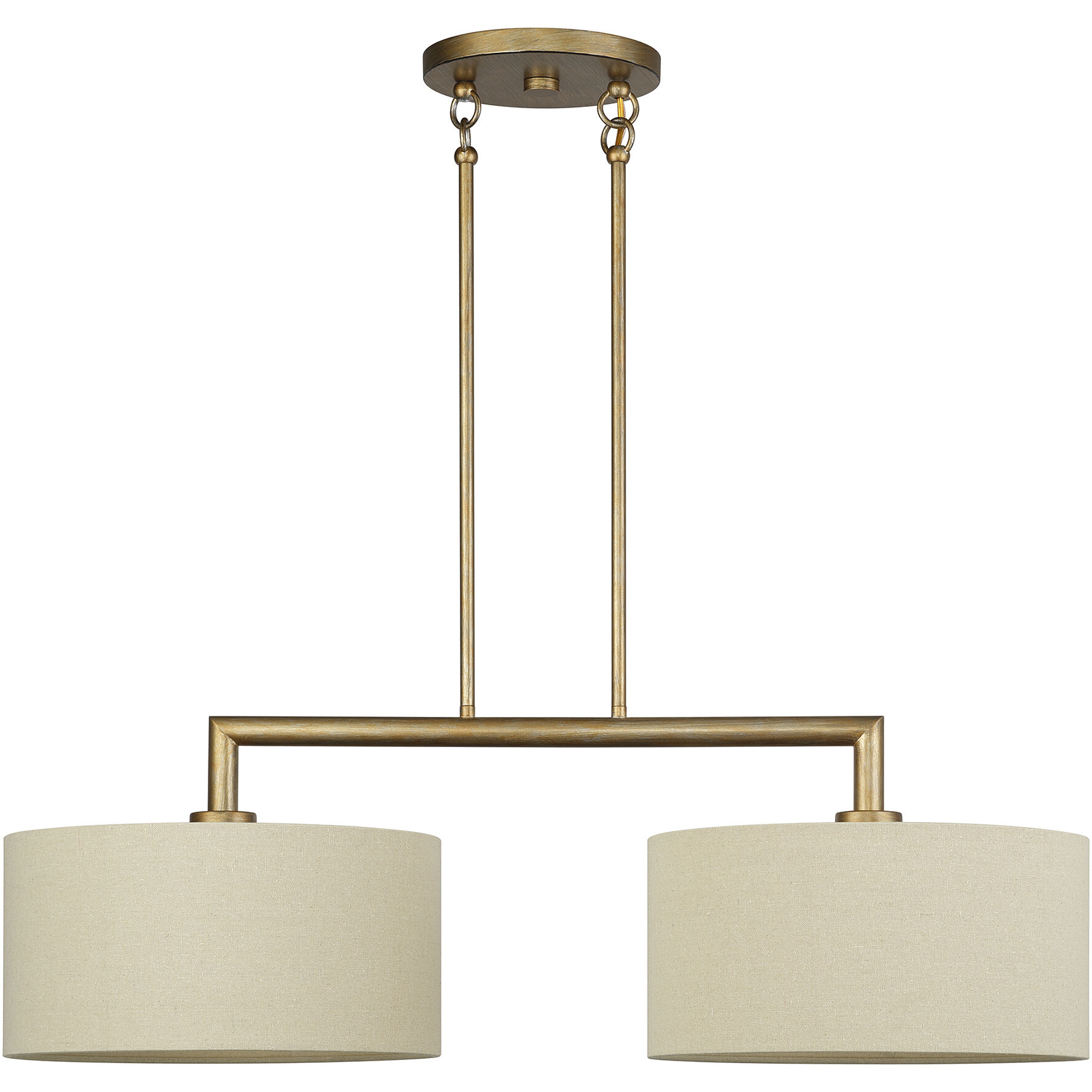 Bellingham 2 Light 35 inch Antique Gold Leaf Linear Chandelier Ceiling Light, Large