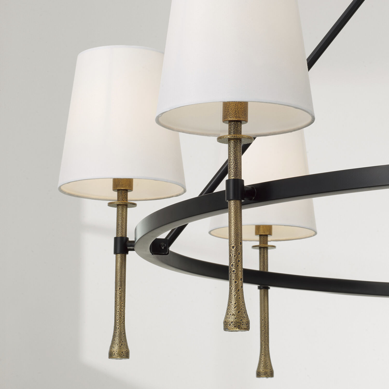 Hollis 8 Light 48 inch Matte Black with Hammered Gold Chandelier Ceiling Light