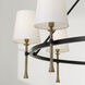 Hollis 8 Light 48 inch Matte Black with Hammered Gold Chandelier Ceiling Light