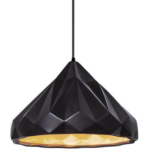 Radiance Collection 1 Light 12 inch Matte Black and Champagne Gold and Carbon Matte Black and Black Pendant Ceiling Light