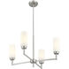 Contemporary 4 Light 26 inch Brushed Nickel Chandelier Ceiling Light